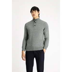 Yarım Balıkçı Yaka Regular Fit Desenli Alpaka Yünlü Triko Kazak