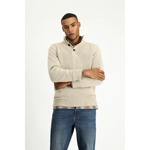 Yarım Balıkçı Yaka Regular Fit Desenli Alpaka Yünlü Triko Kazak