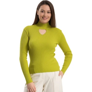 Kadın Yarım Yakalı Ve Taşlı Uzun Kollu Örme Triko Kazak