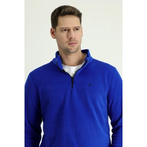 Yarım Fermuarlı Nakışlı Polar Sweatshirt