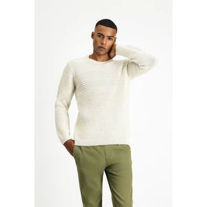 Bisiklet Yaka Regular Fit Çizgili Triko Kazak