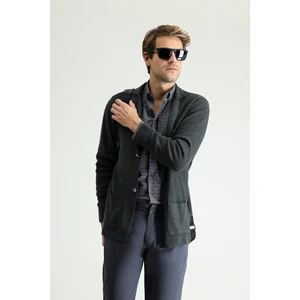 Cepli Pamuklu Triko Hırka Erkekler İçin Örme Kumaş Desenli Rahat Kullanım