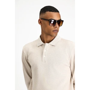 Polo Yaka Regular Fit Desenli Sweatshirt