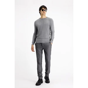 Bisiklet Yaka Slim Fit Dar Kesim Desenli Pamuklu Triko Kazak