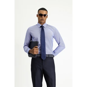 Uzun Kol Slim Fit Dar Kesim Desenli Klasik Pamuklu Kolay Ütülenebilir Gömlek