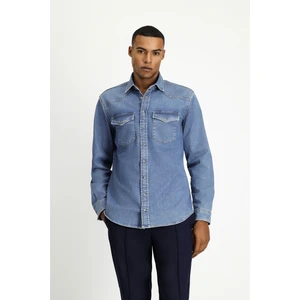 Uzun Kol Regular Fit Denim Gömlek