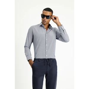 Uzun Kol Slim Fit Dar Kesim Desenli Klasik Pamuklu Kolay Ütülenebilir Gömlek