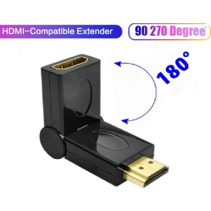 HDMI Adaptör Uzatıcı Oynar Başlı Aparat 90°-270° Derece Ayarlanabilir Erkek / Dişi Konnektör