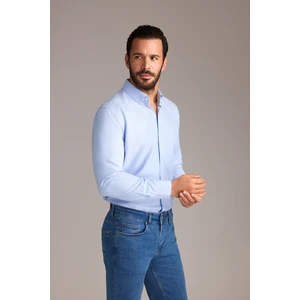 Uzun Kol Slim Fit Düğmeli Yaka Oxford Pamuklu Kolay Ütülenebilir Gömlek