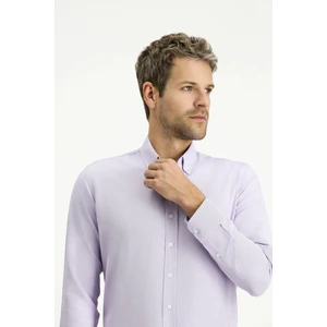 Uzun Kol Slim Fit Düğmeli Yaka Oxford Pamuklu Kolay Ütülenebilir Gömlek