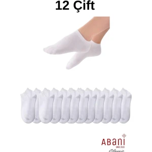 12 Çift Bayan Patik Pamuk Kısa Çorap Beyaz