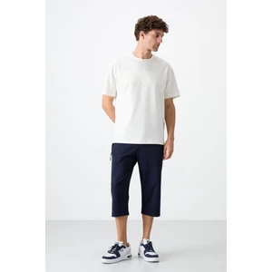 Tommy Life Lacivert Fermuar Cepli Standart Kalıp Klasik Paça Erkek Kapri - 83091