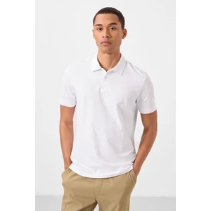 Tommy Life Beyaz Standart Kalıp Basic Polo Yaka Erkek T-Shirt - 87748