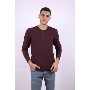 Düğmeli Waffle Bordo Erkek Sweatshirt 5070
