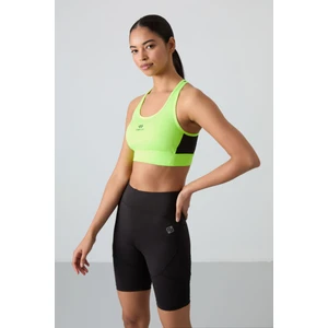 Tommy Life Tommy Life  Neon Sarı Kadın Çapraz Sırt Detaylı Slim Fit U Yaka Spor Büstiyer - 97121