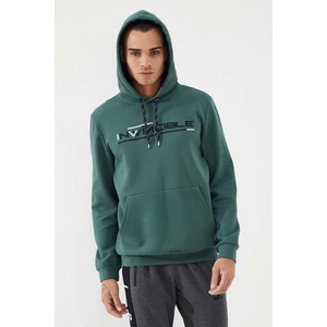 Tommy Life Yeşil Kanguru Cep Standart Kalıp Kapüşonlu Erkek Sweatshirt - 87883