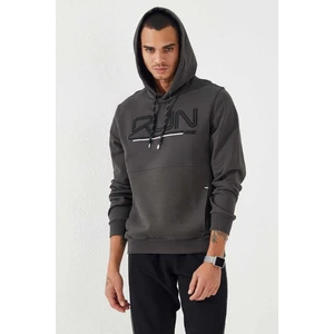 Tommy Life Haki Yazı Nakışlı Standart Kalıp Kapüşonlu Erkek Sweatshirt - 87887