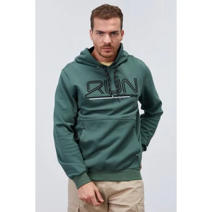Tommy Life Yeşil Yazı Nakışlı Standart Kalıp Kapüşonlu Erkek Sweatshirt - 87887