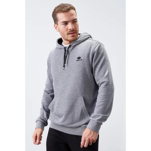 Tommy Life Gri Melanj Kanguru Cep Standart Kalıp Kapüşonlu Erkek Sweatshirt - 87872