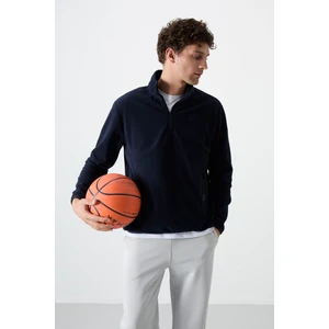 Tommy Life Lacivert Yarım Fermuarlı Sweatshirt Slim Fit Dik Yaka Erkek Polar - 87891