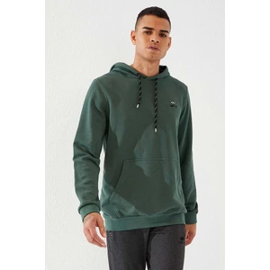 Tommy Life Yeşil Kanguru Cep Standart Kalıp Kapüşonlu Erkek Sweatshirt - 87872