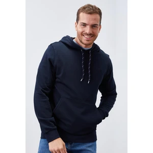 Tommy Life Lacivert Kanguru Cep Standart Kalıp Kapüşonlu Erkek Sweatshirt - 87872