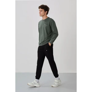 Tommy Life Çağla - Siyah Casual O Yaka Lastik Paça Erkek Oversize Eşofman Takımı - 85120