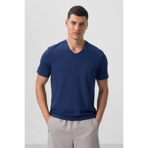 Tommy Life İndigo Basic Kısa Kol Standart Kalıp V Yaka Erkek T-Shirt - 87912