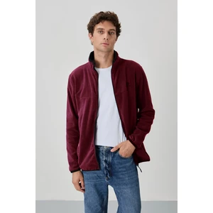 Erguvan Yazı Nakışlı Dik Yaka Fermuarlı Standart Kalıp Erkek Sweatshirt Polar - 87992