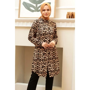 Neva Style - Leopar Desenli Tesettür Tunik 11527LP