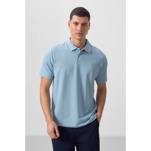 Tommy Life Buz Mavi Basic Göğüs Logolu Standart Kalıp Triko Polo Yaka Erkek T-Shirt - 87768