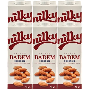 Şekersiz Badem Sütü Glütensiz Bitkisel Bazlı Laktosuz Vegan 6x1 lt