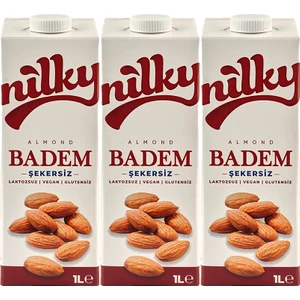 Şekersiz Badem Sütü Glütensiz Bitkisel Bazlı Laktosuz Vegan 3x1 lt