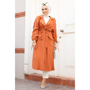  Neva Style - Klasik Yaka Koyu Hardal Tesettür Kap 41060KHR