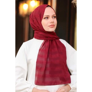 Neva Style - Şerit Detaylı Bordo Şal 5305BR