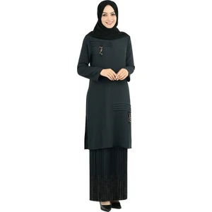 Kadın Anne Butik Tunik Bahar Püskülü Detaylı Yuvarlak Yaka Rahat Kesim Tam Kalıp Aerobin Kumaş