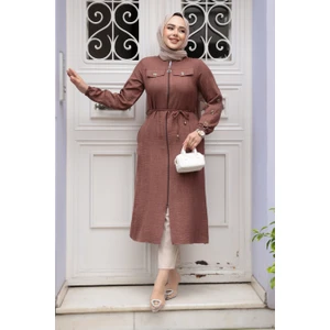 Neva Style Düğmeli Kahverengi Tesettür Tunik 645KH