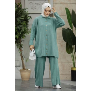 Neva Style Düğmeli Mint Tesettür Triko Ikili Takım 33860MINT