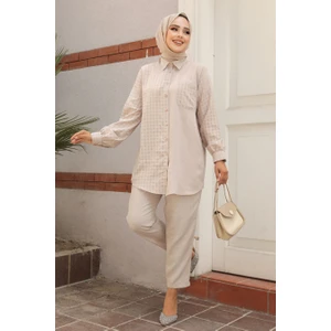 Neva Style Pötikare Detaylı Bej Tesettür Ikili Takım 12191BEJ