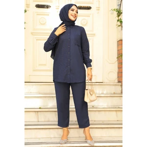 Neva Style Pötikare Detaylı Lacivert Tesettür Ikili Takım 12191L