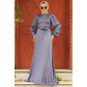 Neva Style Desenli Lavanta Tesettür Elbise 23272LV
