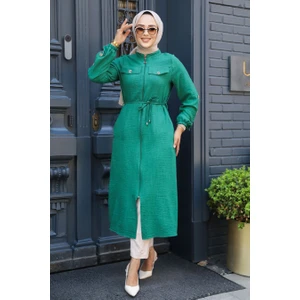 Neva Style Düğmeli Yeşil Tesettür Tunik 645Y