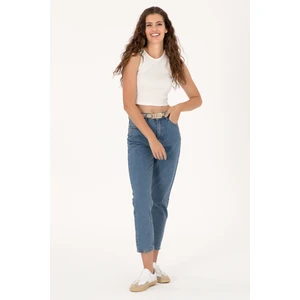 U.S. Polo Assn. Kadın Açık Mavi Mom High Waist Fit Jean Pantolon 50297476-Dn0027