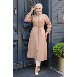 Neva Style Düğmeli Camel Tesettür Tunik 645C