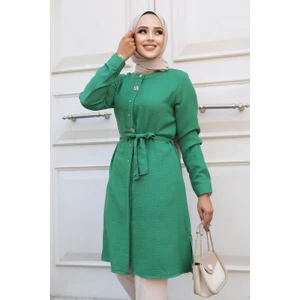 Neva Style Düğmeli Yeşil Tesettür Tunik 658Y