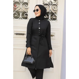 Neva Style Düğmeli Siyah Tesettür Tunik 658S