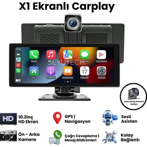X1 Ekranlı Carplay Apple Android Uyumlu 10.2 Inç 4K Görüntü Arka/ön Görüş Kameralı Araç Ekranı