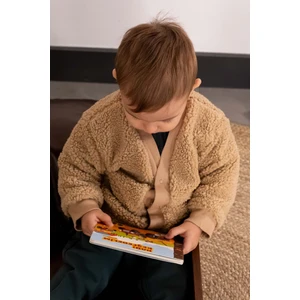 Little Gusto Wellsoft Bebek Hırka Pamuk Desenli Bej