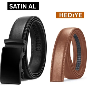 Otomatik Tokalı Deliksiz  Kemer /taba Rengi Yedek Kemer Hediye
