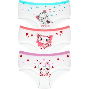Kız Çocuk Külot 3'lü Baskılı (%96 Pamuk - %4 Elastan)